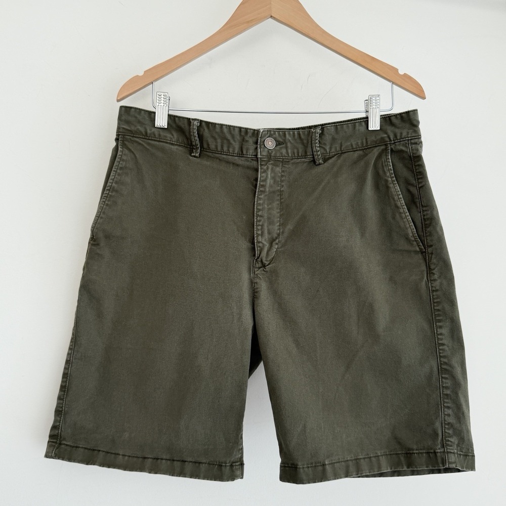 Flint And Tinder Shorts Mens 34 Green Chino Flat Front Stretch 8.5 Inseam Casual